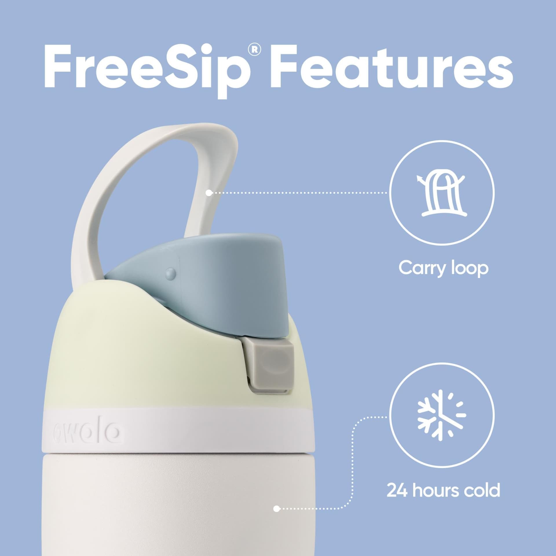 Owala Freesip Botella de agua de acero inoxidable con popote para deportes y viajes, libre de BPA, 24 oz, Iced Breeze thumbnail 2
