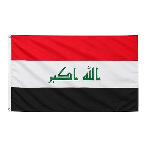 Iraq Flag 5ft x 3ft with Brass Eyelets – Polyester Iraqi Flag Banner for FIFA World Cup Football Matches, Fan Zones, Home & Garden Display - Image 1