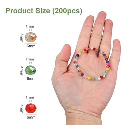200PCS 6mm Crystal Glass Beads, Round Faceted Glass Beads, Colorful Assorted Bead for Jewelry Making, DIY Bracelets, Necklaces, Craft Projects, Multicolored Spacer Bead and Crafting (Green 6MM) thumbnail 6