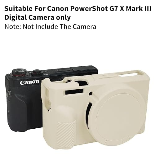 G7X Mark III Case, Protective Case for Canon Powershot G7X Mark III Digital Camera, Removable Lens Cover Silicone Sleeve Soft Camera Cover Rubber Protective Body Skin- Beige thumbnail 5