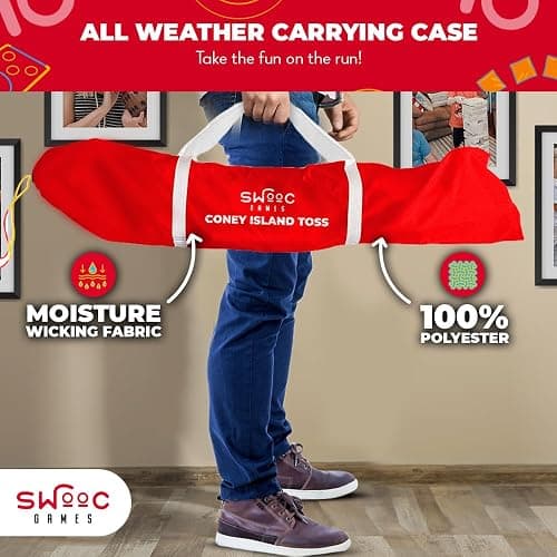SWOOC Games - Coney Island Toss™ - Arcade Style Cornhole Board Set w/Carrying Case & 15+ Games - Corn Hole Games for Adults - Kids Bean Bag Toss Game - Kids Cornhole Set w/Bags - Outdoor Yard Games thumbnail 5