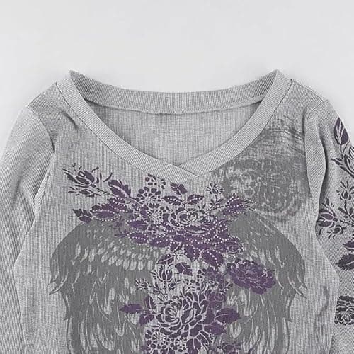Grunge Shirts Emo Clothe Teen Girls Vintage Graphic Tee Y2k 2000s Goth Top Women Mcbling Long Sleeve Streetwear thumbnail 4