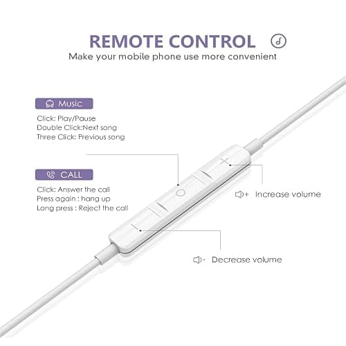 2 Packs iPhone Headphones Earbuds with Lightning Connector(Built-in Mic & Volume Control)[MFi Certified] Headphones support for iPhone 14/13/12/SE/11/XR/XS/X/7/7Plus/8/8Plus Support All iOS System thumbnail 2