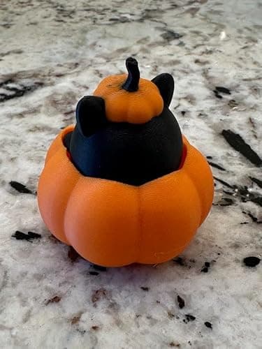 Black Cat in Pumpkin Fidget Toy – 3D Printed Clicker Toy with Glow-in-The-Dark Eyes – Halloween Cat Desk Toy thumbnail 4