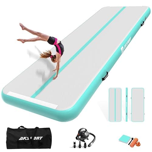 AKSPORT Inflatable Gymnatsics Mat Tumble Track 10ft 13ft 16ft 20ft 23ft Air Tumbling Mat with Air Pump for Home Use/Training/Cheerleading/Yoga - Image 1