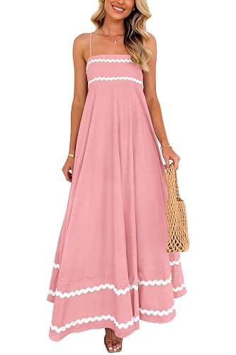 PRETTYGARDEN Women's 2025 Summer Flowy Maxi Dress Casual Sleeveless Spaghetti Strap Ruffle Beach Long Dresses - Image 1