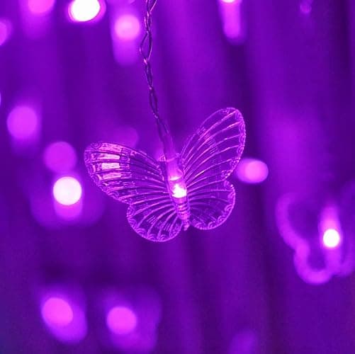 Butterfly Curtain Fairy Lights USB Plug in, 8 Modes 96 LED 11.5FT Firefly Window Twinkle Timer String Lights with Remote for Bedroom Patio Christmas Wedding Party Decoration (Purple) thumbnail 5