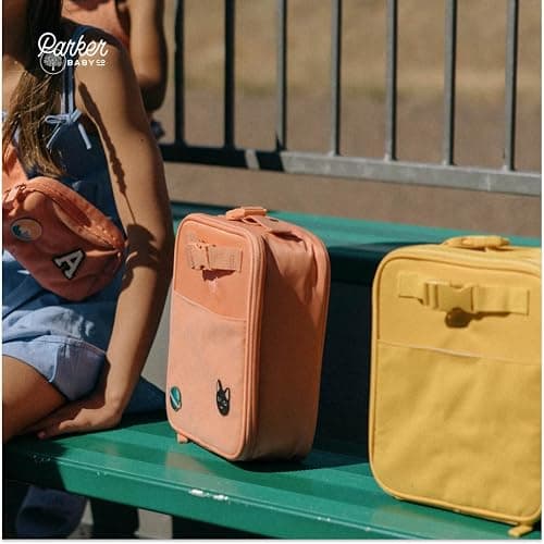 Parker Kids Insulated Waterproof Lunch Box for Children - Customizable Lunch Bag with Durable Hook and Loop Patches, Easy-Open Zippers, Water Bottle Buckle - Sunkissed thumbnail 2