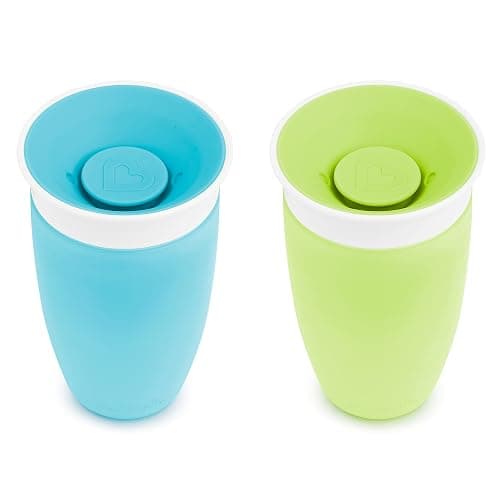 Munchkin Sippy Cups for Toddlers 1-3, Spill Proof Miracle 360 Cup, 10 Ounce, 2 Pack, Green/Blue thumbnail 7