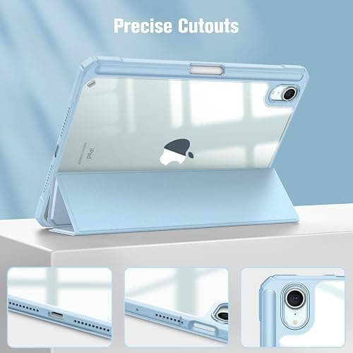 Fintie Hybrid Slim Case for iPad Mini 7 (A17 Pro, 7th Generation) 2024 / iPad Mini 6 (6th Gen) 8.3 Inch, [Built-in Pencil Holder] Shockproof Cover Clear Transparent Back Shell, Blue thumbnail 9