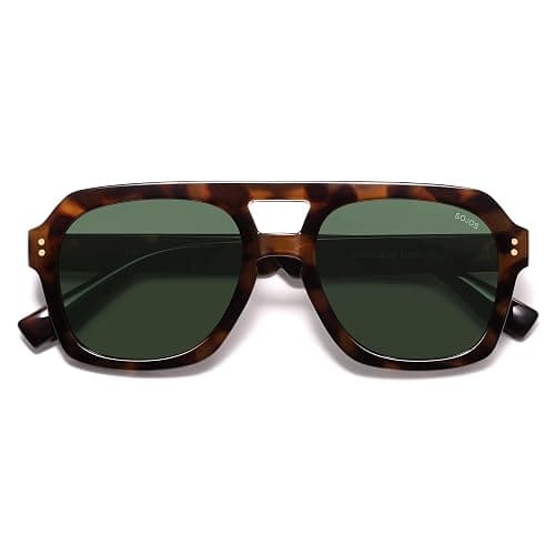SOJOS Retro Thick Polarized Aviator Sunglasses for Women Men, Large Trendy Bold Square Pilot Shades SJ2385 - Image 1