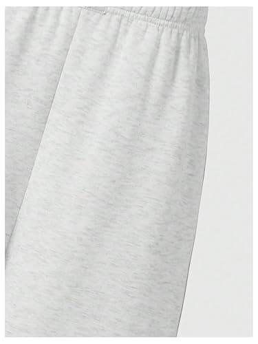 OYOANGLE Girl's Baggy Sweatpants Elastic Waist Letter Patched Straight Leg Pants Workout Open Bottom Trousers thumbnail 4