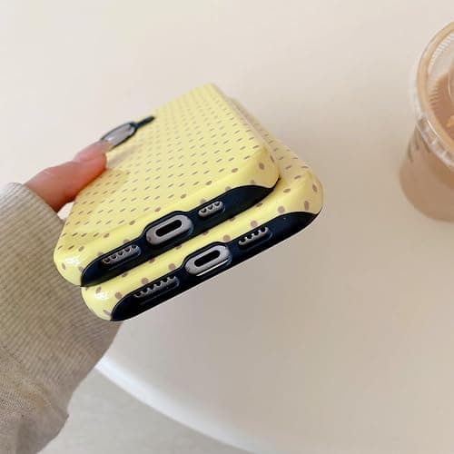 Longlayss Compatible with iPhone 16 Case Cute Aesthetic Polka Dot Phone Case for Women Girl Shockproof Slim TPU and Hard PC Protective Cover (Yellow) thumbnail 7
