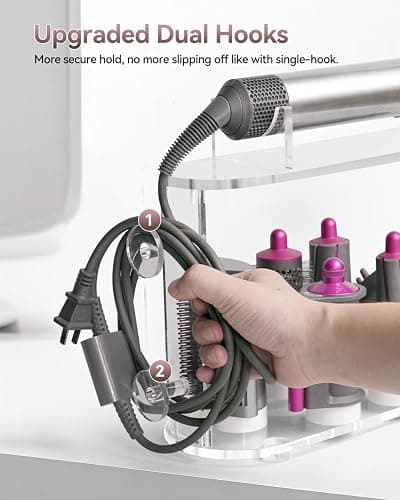 Affogato Storage Holder Compatible with Dyson Airwrap Styler Accessories, Acrylic 6 Holes Countertop Organizer Stand, Desktop Organizer for Storage Long Barrel Attachments for Bathroom thumbnail 4