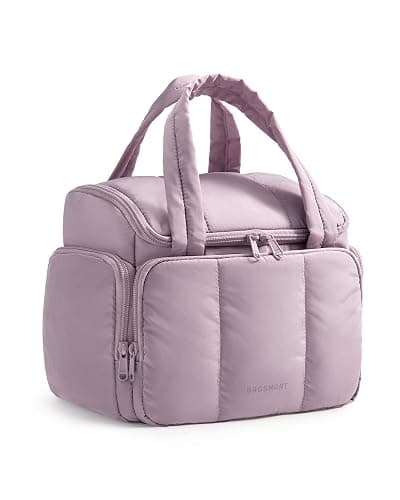 BAGSMART Puffy Travel Toiletry Bag, Roomy Makeup Bag with Multi-Pockets for Full-Sized Toiletries & Accessories, Purple - Image 1