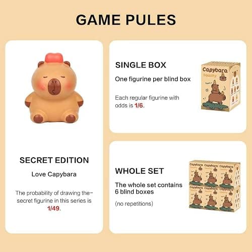 Popobox Capybara Squeezable Series Blind Box Figure, Random Design Animal Figures Collectible Toy, Cute Stress Relief Simulation Squeeze Toy for Gift (3.54-4.72'' H) thumbnail 7