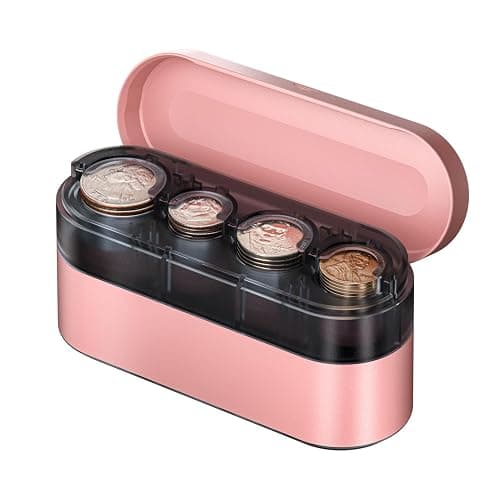 HALOBLK Larger-Capacity Coin Holder for Car Change Holder Organizer, Compatible with Most Car & Trucks, Pink - Image 1