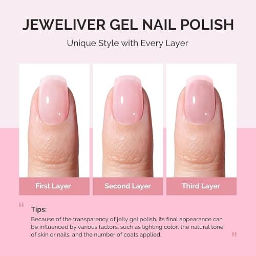 MelodySusie Jeweliver Gel Nail Polish, 0.5Fl.oz light Fairy Floss Gel Polish Pink Color Soak Off UV LED Light Cure Gift for Women Manicure Nail Art DIY at Home B6608 thumbnail 3