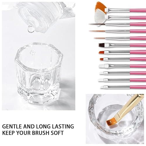 AIJIMEI Nail Brush Cleaner Restorer Nail Brush Cleaner Solution Clean Manicure Brushes Set A with Glass Cup & Cleaning Cotton Pads for Nail Art Gel Polish Painting Brushes 58ml thumbnail 7