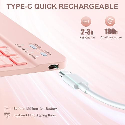 Harvopu Compatible for iPad Air 11-inch/Air 5th 4th Generation Case with Keyboard - Backlit Detachable, Folio Cover with Pencil Holder for iPad Air 11 Inch M3/M2 (2025/2024), Air 5/ Air 4 (Pink) - Pink thumbnail 3