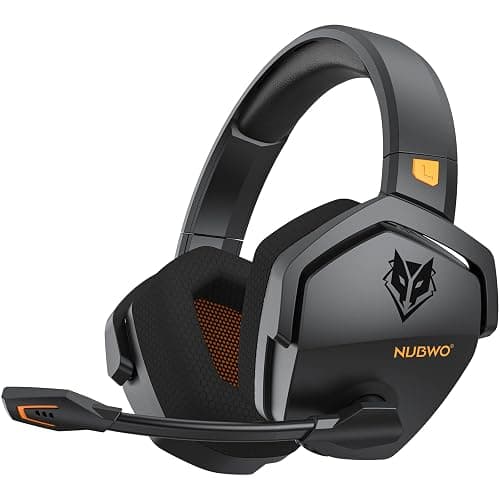 NUBWO G06 Dual Wireless Gaming Headset with Microphone for PS5, PS4, PC - 23ms Low Latency Audio - 100-Hour of Playtime - 50mm Drivers (Black-Orange) - Black-Orange - Image 1