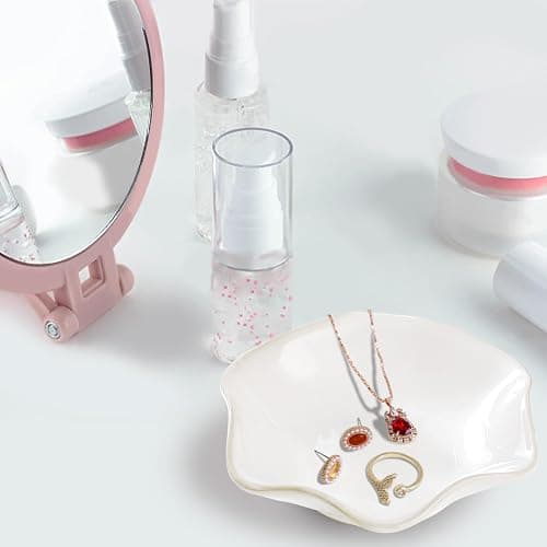 Binoster Keramik Schmuckschale,zimmer deko aesthetic room decor,Schlüsselablage,kleiner Ringhalter,Schmuckteller,Schmucktablett,Auffangschale,dekoration aesthetic,Nachttisch-Dekoration (BigWhite) thumbnail 2