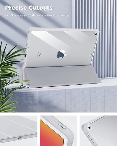 TiMOVO Case for iPad 9th Generation 2021/iPad 8th Generation 2020/iPad 7th Generation 2019 10.2 inch with Pencil Holder, Slim Protective Cover with Clear Back Shell, Auto Wake/Sleep, Light Gray thumbnail 8