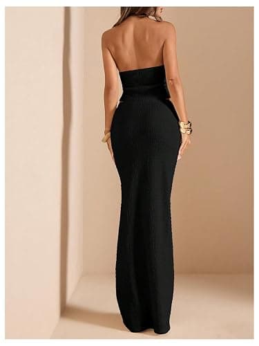 SOLY HUX Women's 2 Piece Evening Party Outfit Elegant Split Hem Halter Crop Top and Maxi Skirt Set thumbnail 2