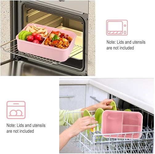 WILDAURORA Bento Box for Adult, 1200 ML Lunch Containers for Adults, LeakProof Lunch Box with Utensils, BPA Free, 3 Compartment Bento Box Microwave Safe - Pink thumbnail 6