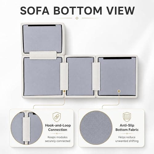 110" Boneless Cloud Couch Sectional for Living Room, Oversized Modular L Shaped Sofa with Ottoman, Deep Seat Chenille Sectional Couch for Cloud-Like Comfort (Beige) thumbnail 13