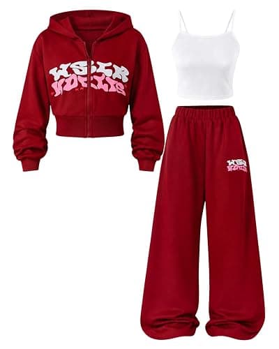 Afsmlys Tween Girls Clothes Sweatshirt + Strap Cami Top + Pants 3 Piece Outfit Set, Size 7-16 Years - Image 1