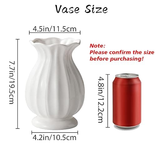 White Ceramic Vase, 7.8 Inch Flower Vase Home Decor Modern Decorative Vases | Unique Minimalism Vases for Pampas Grass Farmhouse Bedroom Living Room Cabinet Table Centerpieces Wedding Decorations thumbnail 2
