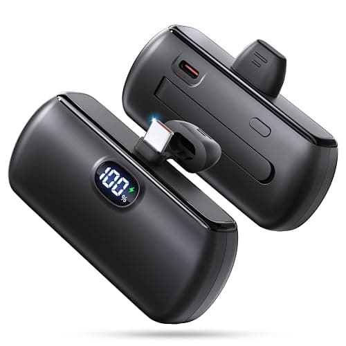 golioklsy [2 Pack Mini Portable Charger USB C, 5000mAh Cell Phone Portable Power Bank, 22.5W Max Fast Charging Battery Pack for iPhone17/16/15/Android etc, Travel Essential, LCD Display, Black&Black - Image 1