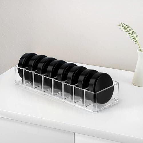 HBlife 2 Pack Clear Acrylic Makeup Compact Organizer, 8 Spaces Vanity Organizer Stand Eyeshadow Pallet Storage for Lipstick Bronzer Powder Highlighter, Skincare Cosmetic Display Cases for Bathroom thumbnail 2
