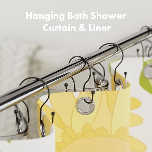 AmazerBath Shower Curtain Hooks Black Shower Curtain Rings, Simple Double Hook Shower Curtain Hooks Rust Proof, Smooth Sturdy Metal Shower Hooks for Shower Curtain Rod, 12 Pcs Shower Rod Hooks thumbnail 5