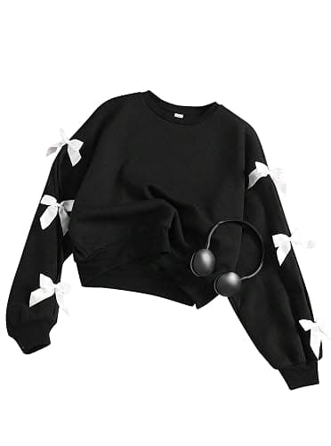 Ecolala Girls Sweatshirt Cute Bow Tie Long Sleeve Crewneck Pullover Top Casual Fall Winter thumbnail 4