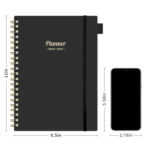 AHGXG Academic Planner 2026-2027, July 2026 - June 2027, 8.5" x 11" | Weekly and Monthly, Calendar, Agenda for Women, Teacher, Student, School, 12-Month Tabs (Black) thumbnail 8
