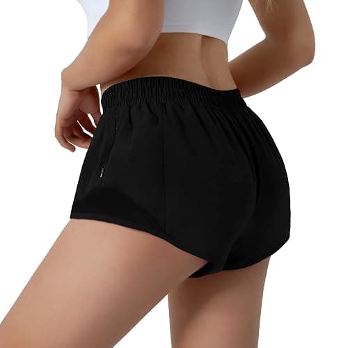 Aurefin Running Shorts for Women,Quick Dry Athletic Sports Shorts Lightweight Active Workout Gym Shorts with Zip Pocket thumbnail 3