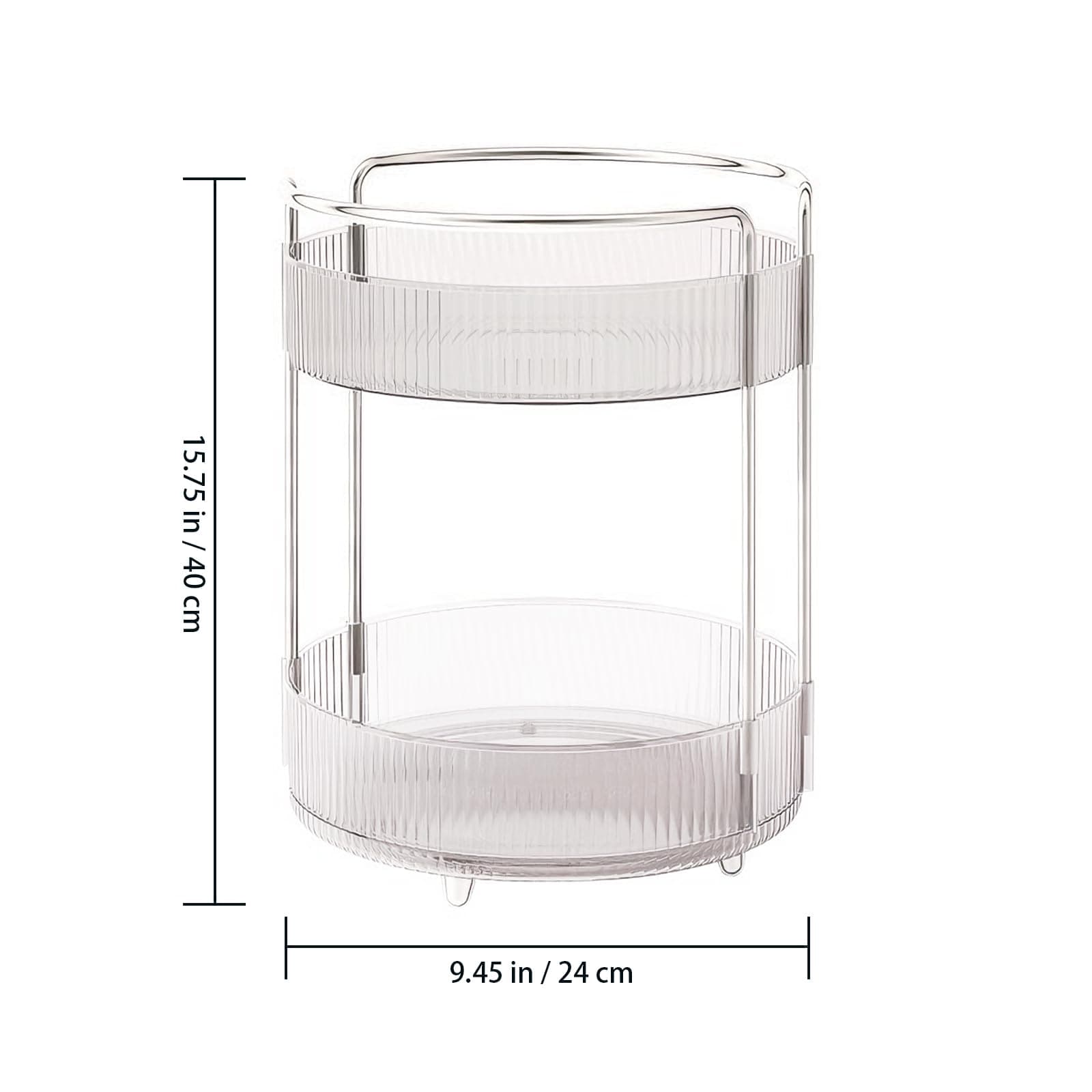 360° Rotating Makeup Organizer for Vanity, 2 Tier Skincare Perfume Organizers and Storage for Bathroom Countertop, Clear Make up Brush Holder Lazy Susan for Counter (Transparent, 2 Tier) - 9.4" x 9.4" x 15.7" thumbnail 3