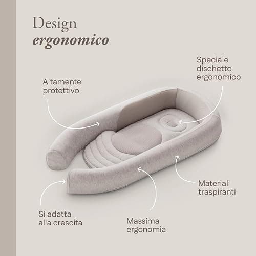 Inglesina Welcome Pod Baby Nest Ergonomico 0-8 Mesi, Riduttore Lettino Traspirante in Bambù e Cotone, Sfoderabile e Lavabile, Quiet Beige thumbnail 2