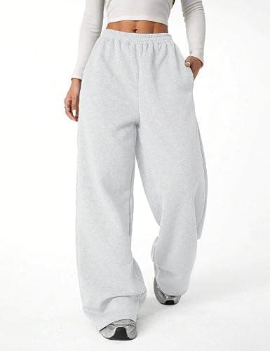 FACDIBY Women's Fleece Wide Leg Sweatpants Baggy Straight Leg Sweat Pants with Pockets thumbnail 4