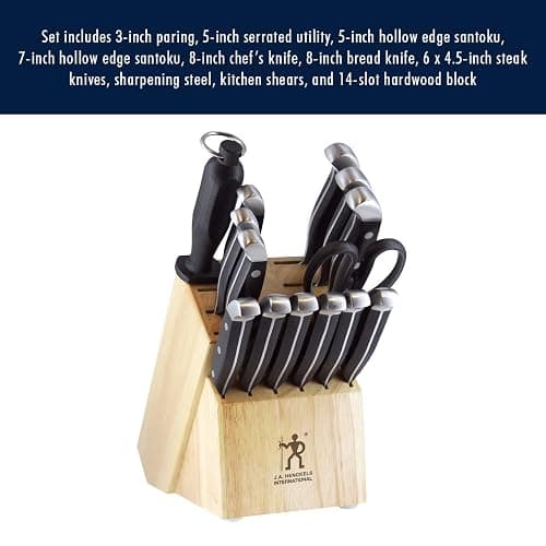 HENCKELS Premium Quality 15-Piece Knife Set with Block, Razor-Sharp, German Engineered Knife Informed by over 100 Years of Masterful Knife Making, Lightweight and Strong, Dishwasher Safe thumbnail 9