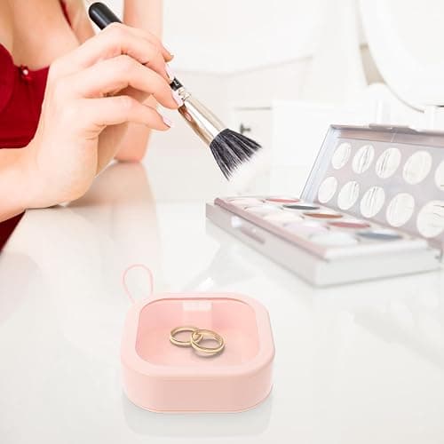 DEEPCRAFF Portable Jewelry Box for Earring Storage and Hair Clip Organization, Pink Abs and Tpe Material, Compact and Portable Jewelry Case for Travel and Daily Use thumbnail 8