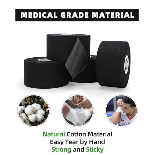 OK TAPE Athletic Sports Tape（4 Packs) - 45ft Per Roll Very Strong Tape for Athlete & Sport Trainers & First Aid Injury Wrap, Perfect for Fingers Ankles Wrist on Bat, Hockey Stick - Black thumbnail 2