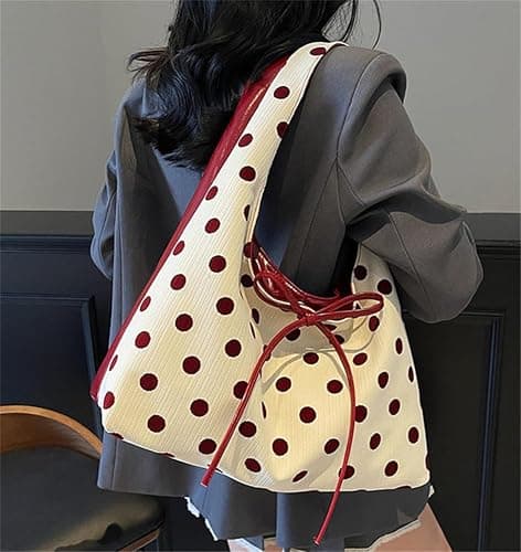 Polka Dot Tote Bag for Women Bow Tie Hobo Bags for Women Slouchy Tote Purse Large Shoulder Handbag Satchel for Travel Work thumbnail 8