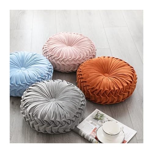 Baiyuruodie Round Velvet Pillow, Sofa Bed Bedroom Decorative Throw Pillow (38cm, Dark Purple) thumbnail 5