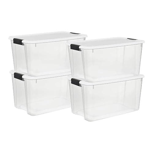Sterilite 4 Pack Ultra Latching Box, Storage Bins with Lids, Clear Plastic, 70 Quart - Heavy-Duty Organizing Containers for Closet, Bathroom, and Office - Image 1