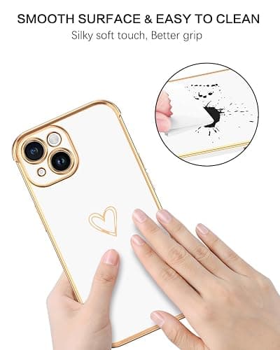 BENTOBEN for iPhone 15 Case, Phone Case iPhone 15, Cute Heart Pattern Slim Fit Thin Soft Flexible Shockproof TPU Bumper Non-Slip Lightweight Women Girls Charging Protective Cover for iPhone 15, White thumbnail 6