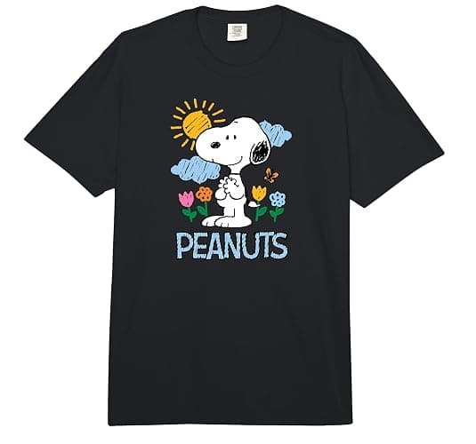 Snoopy Spring Flowers Comfort Colors Adult Heavyweight T-Shirt - Image 1