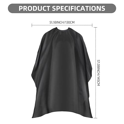 Omvoina Professional Hair Cutting Cape with Adjustable Snap Closure, Salon Barber Cape,Waterproof Hairdressing Salon Cape - 57" x 51"(Black) thumbnail 2